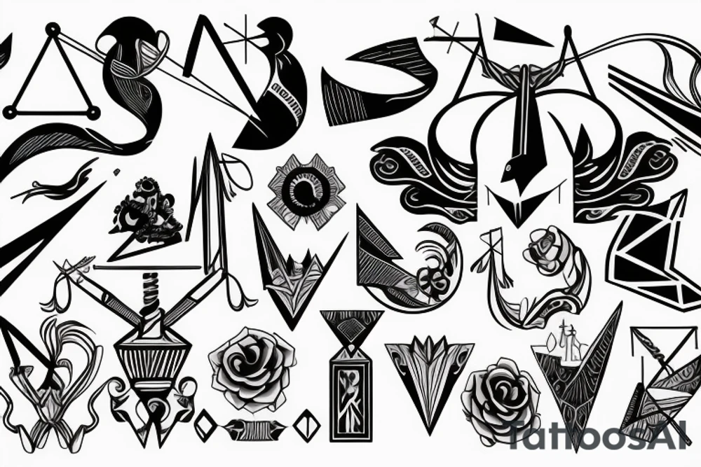 sagittarius with bow, modern & geometric style tattoo idea