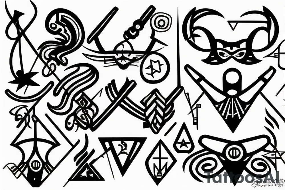sagittarius with bow, modern & geometric style tattoo idea