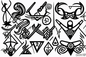 sagittarius with bow, modern & geometric style tattoo idea