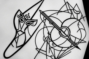 sagittarius with bow, modern & geometric style tattoo idea