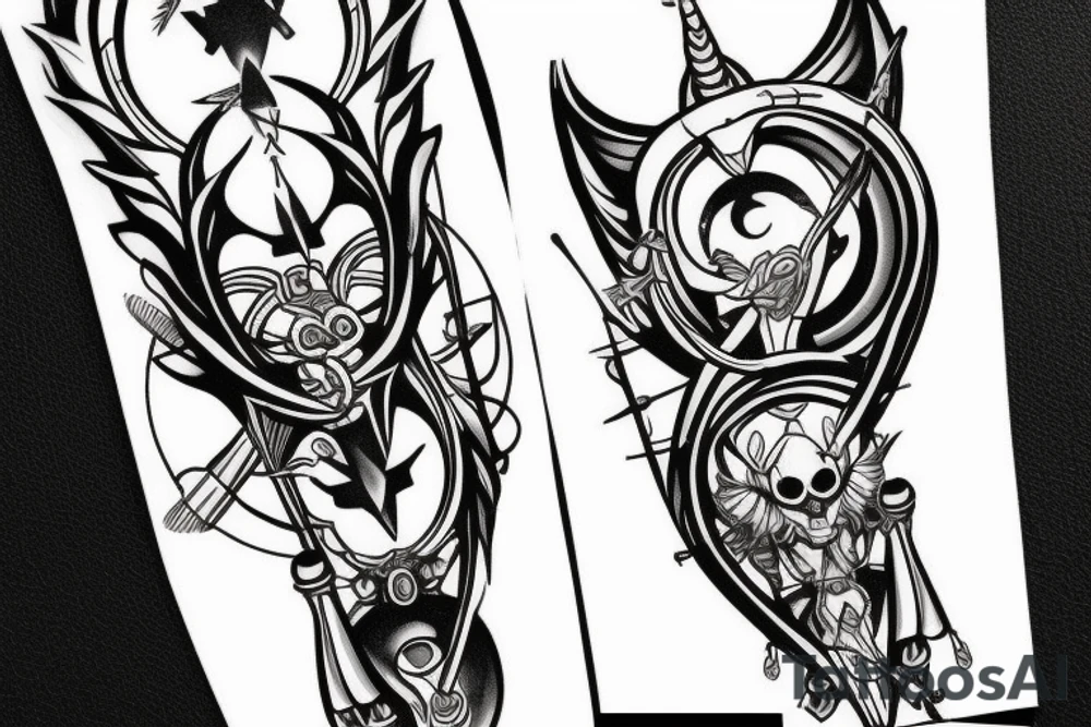 sagittarius bow planet stars elf tattoo idea