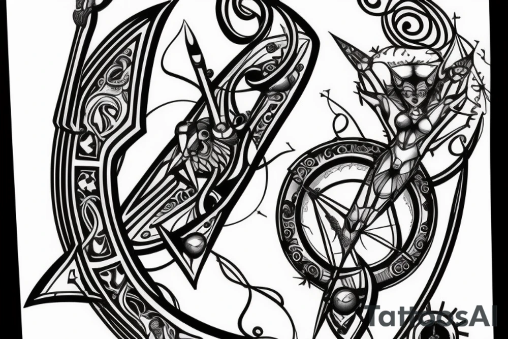 sagittarius bow planet stars elf tattoo idea