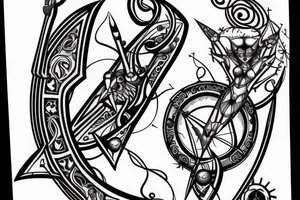 sagittarius bow planet stars elf tattoo idea