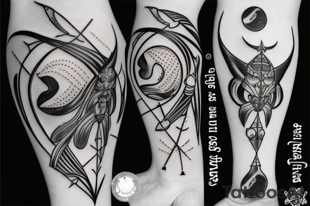 sagittarius bow planet stars elf tattoo idea