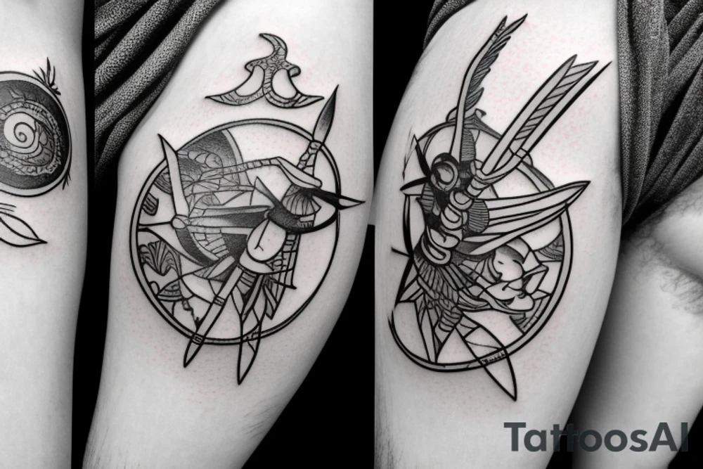 sagittarius bow planet stars elf tattoo idea