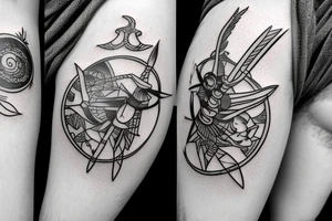sagittarius bow planet stars elf tattoo idea