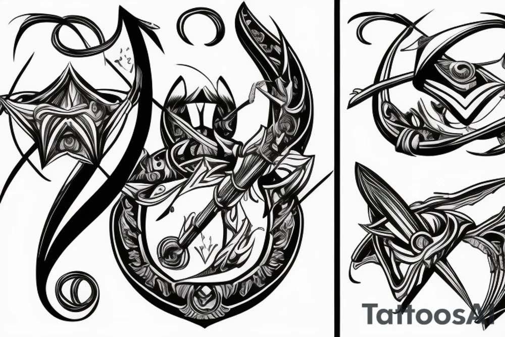 sagittarius bow planet stars elf tattoo idea