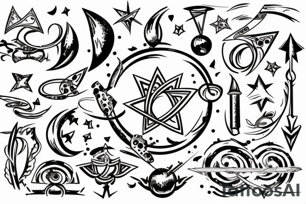 sagittarius bow planet stars elf tattoo idea