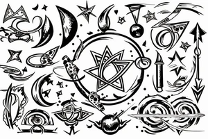 sagittarius bow planet stars elf tattoo idea