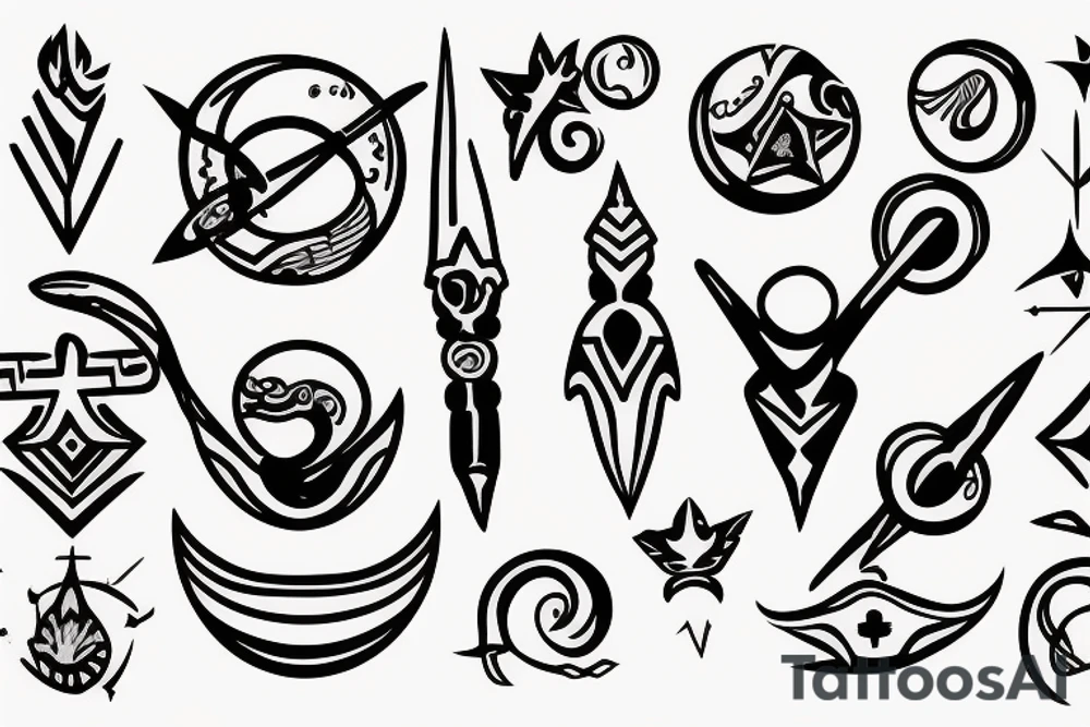 sagittarius bow planet stars elf tattoo idea