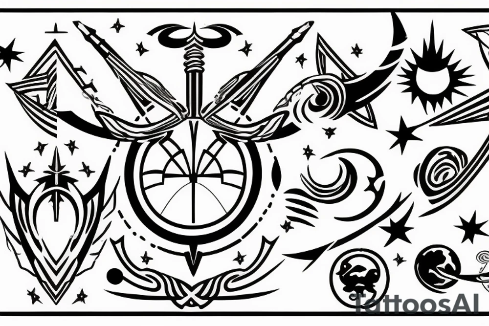 sagittarius bow planet stars elf tattoo idea