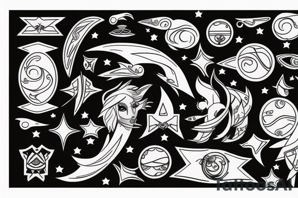 sagittarius bow planet stars elf tattoo idea