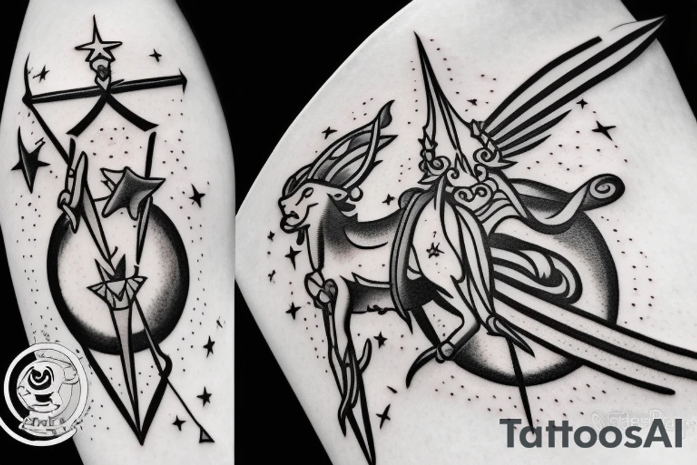 sagittarius bow planet stars elf tattoo idea