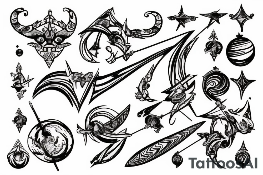 sagittarius bow planet stars elf tattoo idea