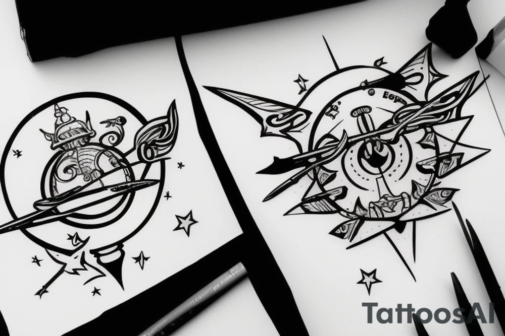 sagittarius bow planet stars elf tattoo idea