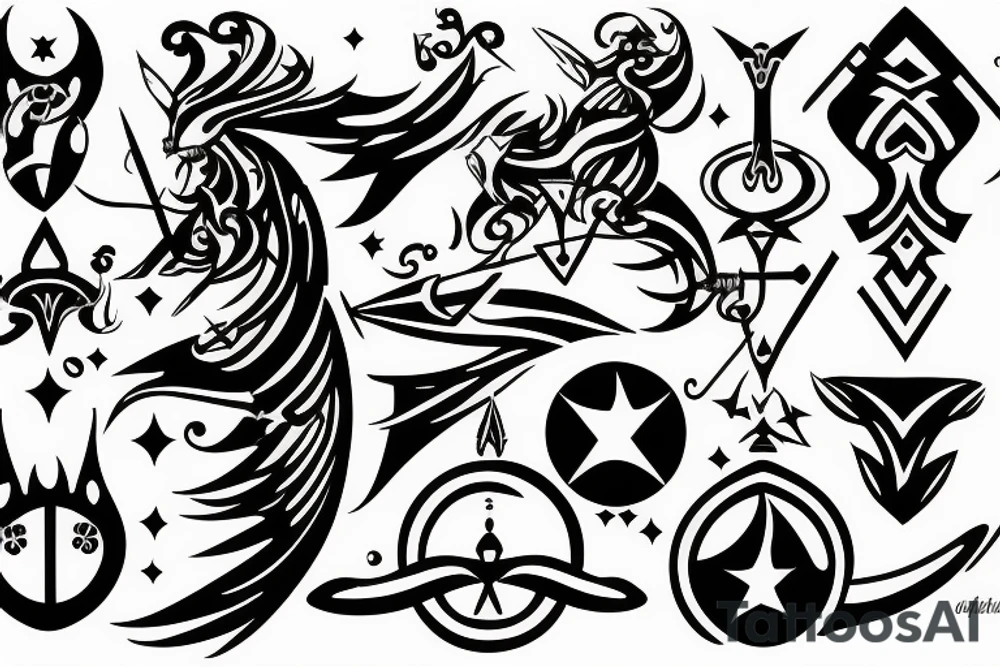 sagittarius bow planet stars elf tattoo idea