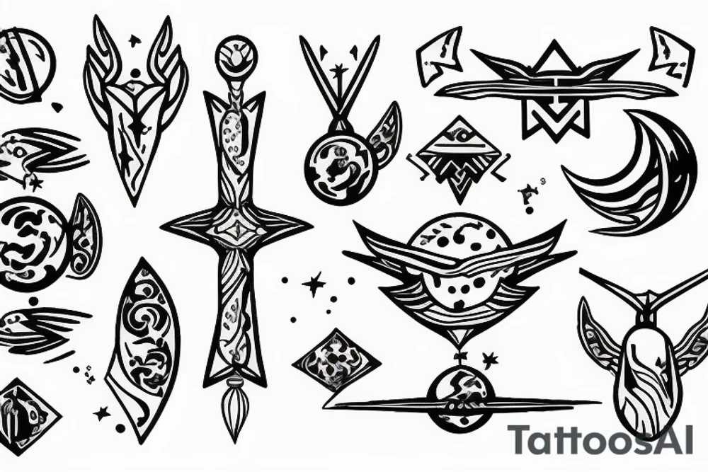 sagittarius bow planet stars elf tattoo idea