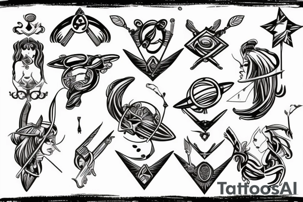 sagittarius bow planet stars elf tattoo idea