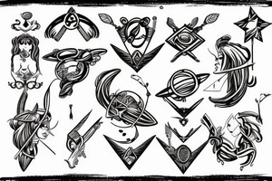 sagittarius bow planet stars elf tattoo idea