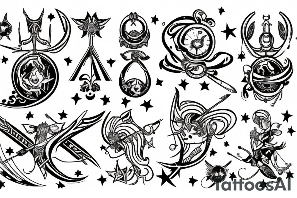 sagittarius bow planet stars elf tattoo idea