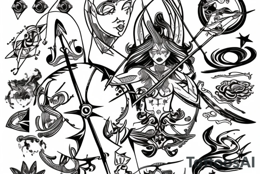 sagittarius bow planet stars elf tattoo idea