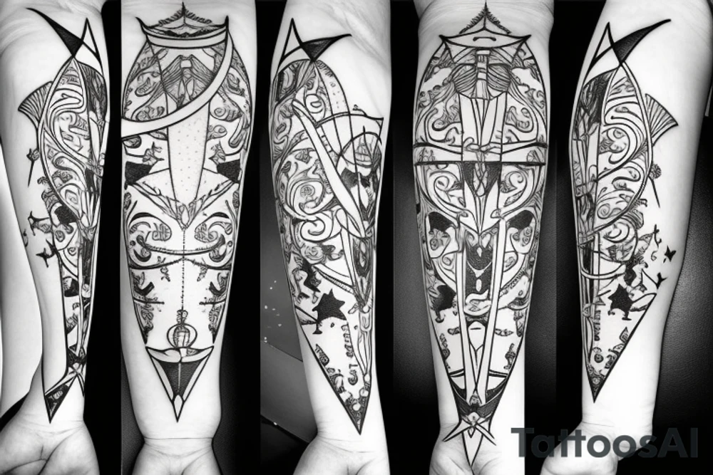 sagittarius bow planet stars elf tattoo idea