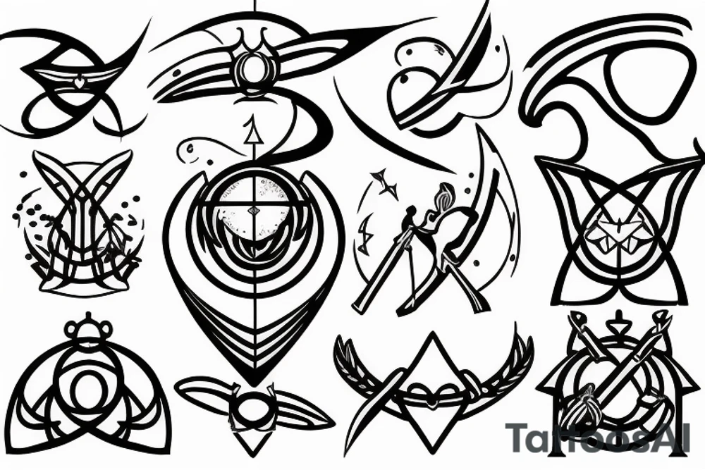 sagittarius bow planet stars elf tattoo idea