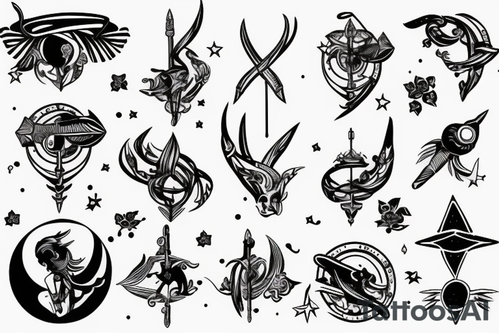 sagittarius bow planet stars elf tattoo idea
