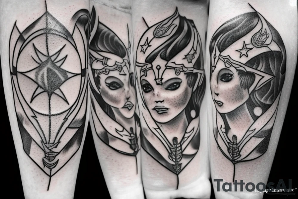 sagittarius bow planet stars elf tattoo idea