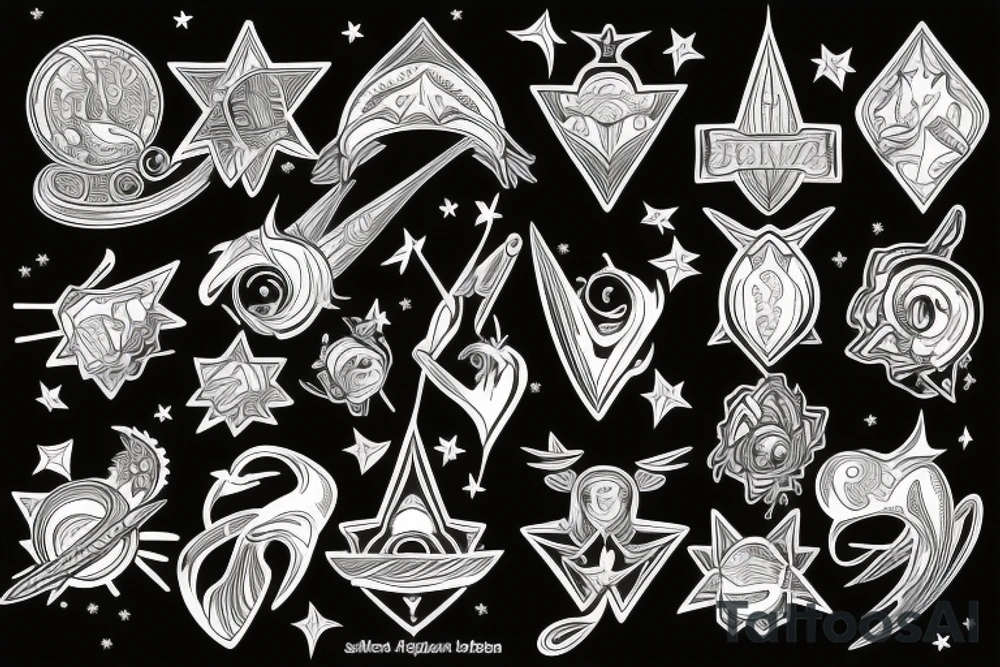 sagittarius bow planet stars elf tattoo idea