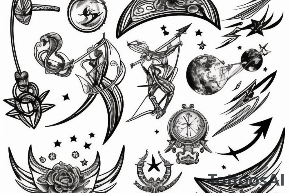 sagittarius bow planet stars elf tattoo idea