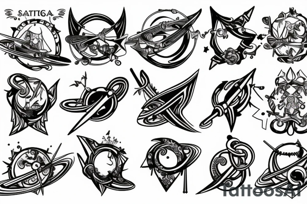 sagittarius bow planet stars elf tattoo idea