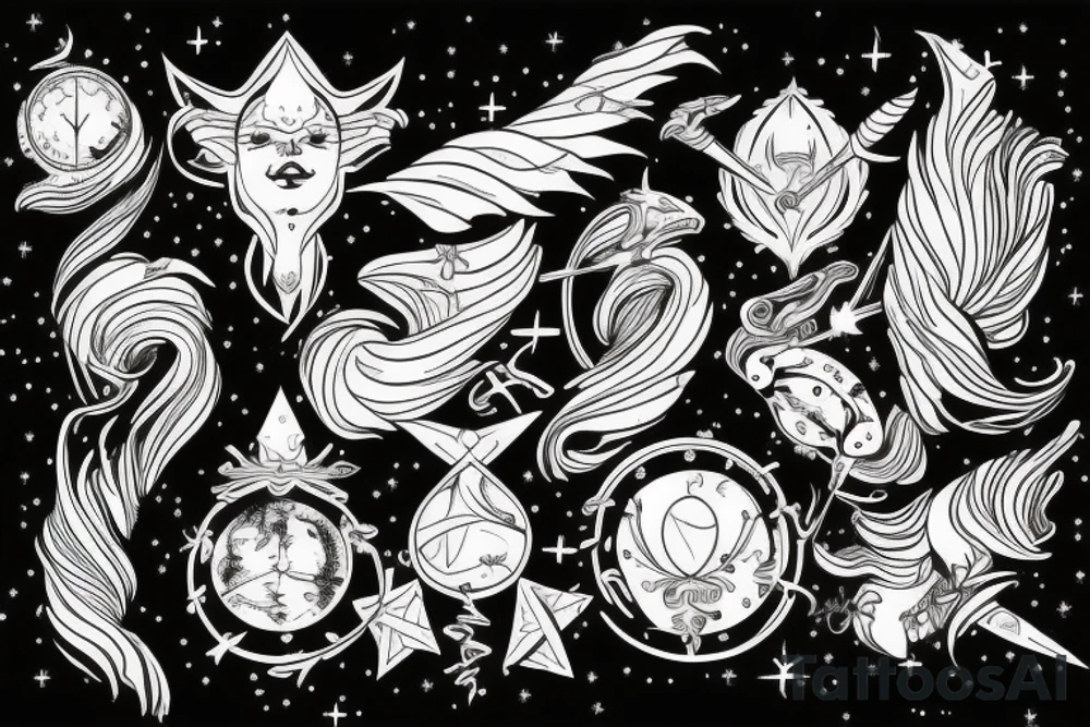 sagittarius bow planet stars elf tattoo idea
