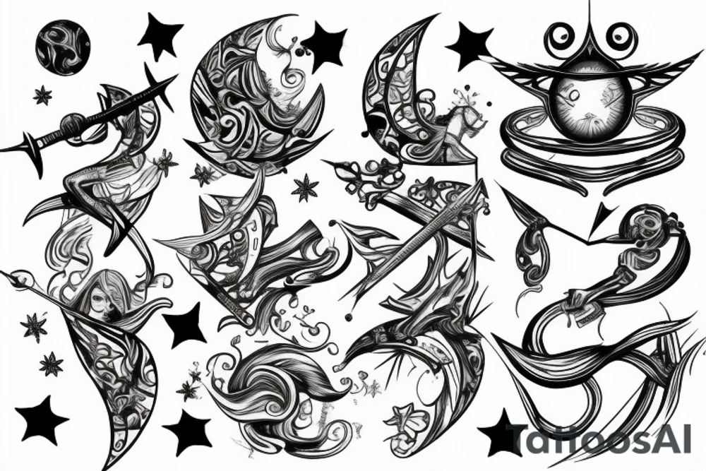 sagittarius bow planet stars elf tattoo idea