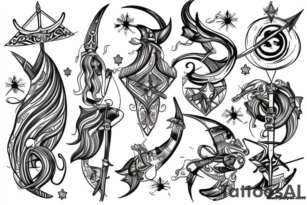 sagittarius bow planet stars elf tattoo idea