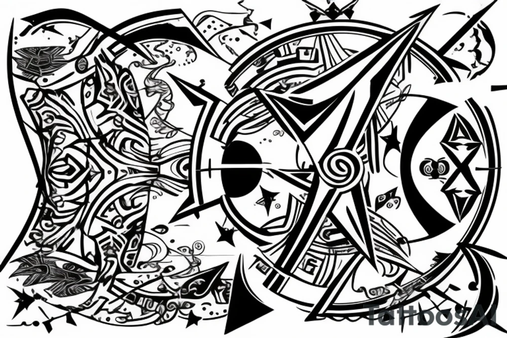sagittarius bow planet stars elf tattoo idea