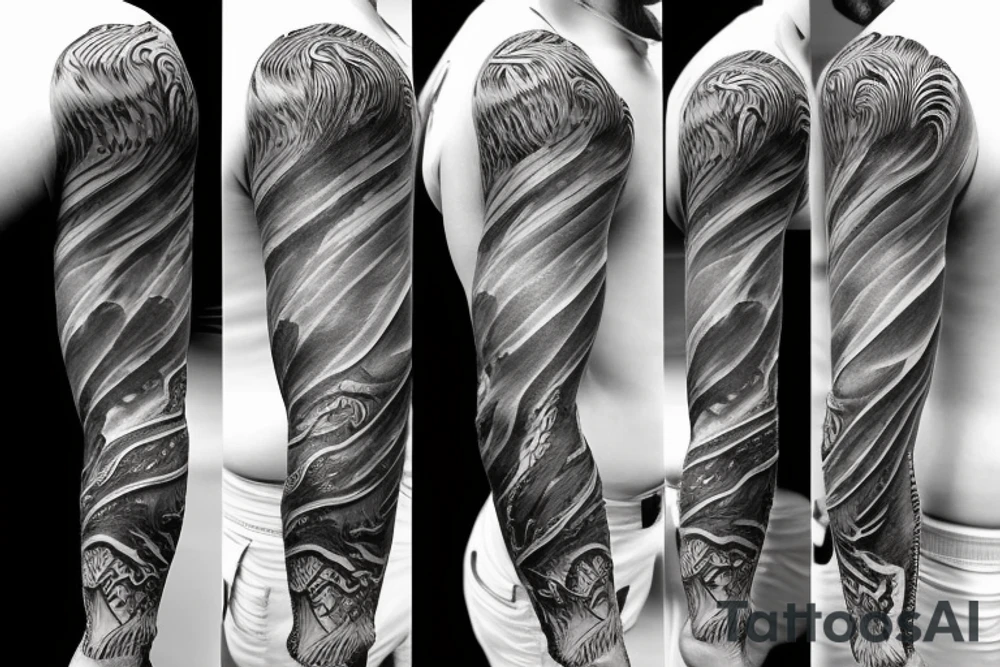 Young Poseidon in battle sleeve tattoo idea