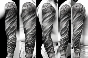 Young Poseidon in battle sleeve tattoo idea
