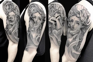 Young Poseidon in battle sleeve tattoo idea