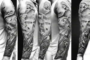 Poseidon in battle sleeve tattoo idea