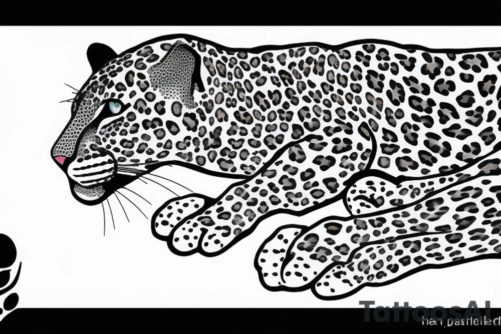leopard lying down in an acacia tree tattoo idea