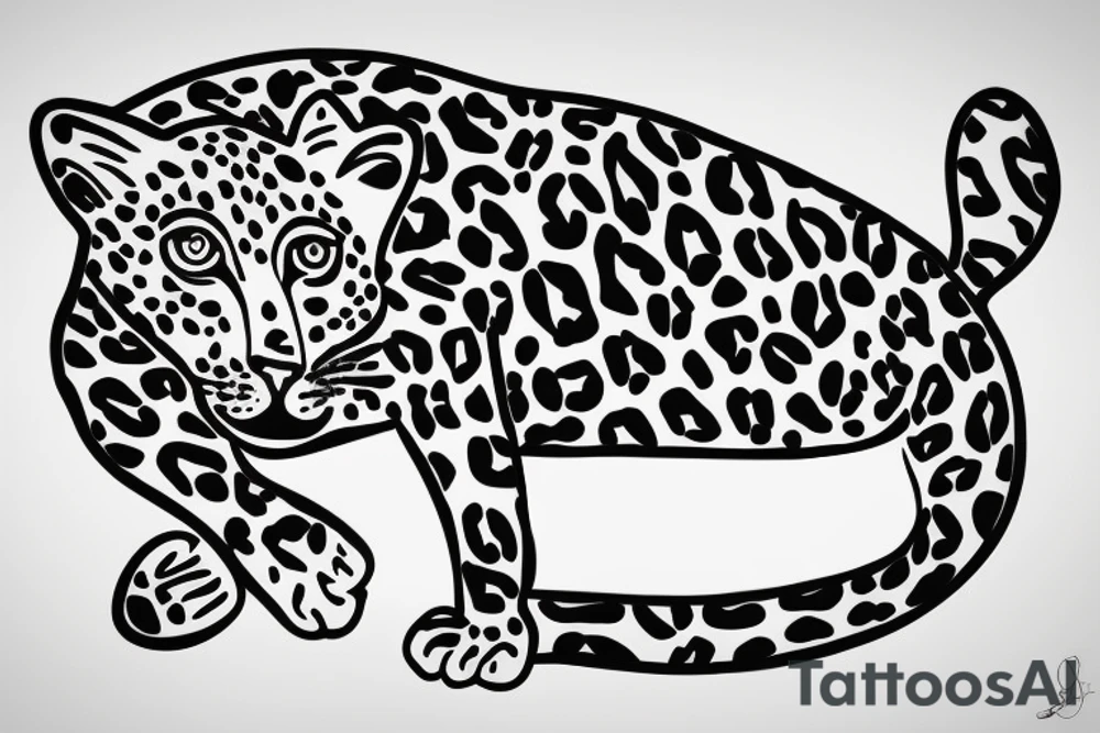 leopard lying down in an acacia tree tattoo idea