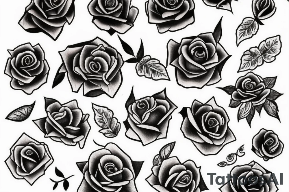 rose with wolf tattoo idea