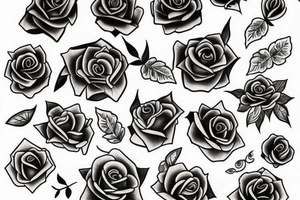 rose with wolf tattoo idea