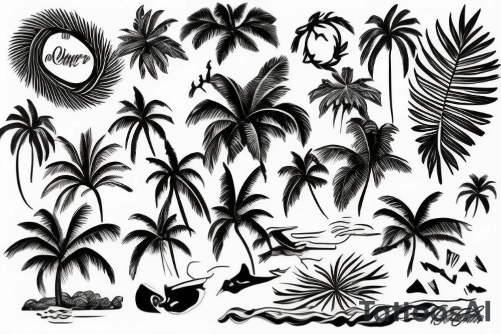 tropical island tattoo idea
