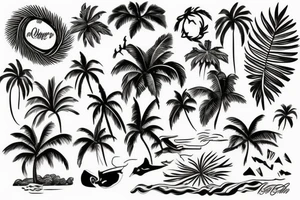 tropical island tattoo idea