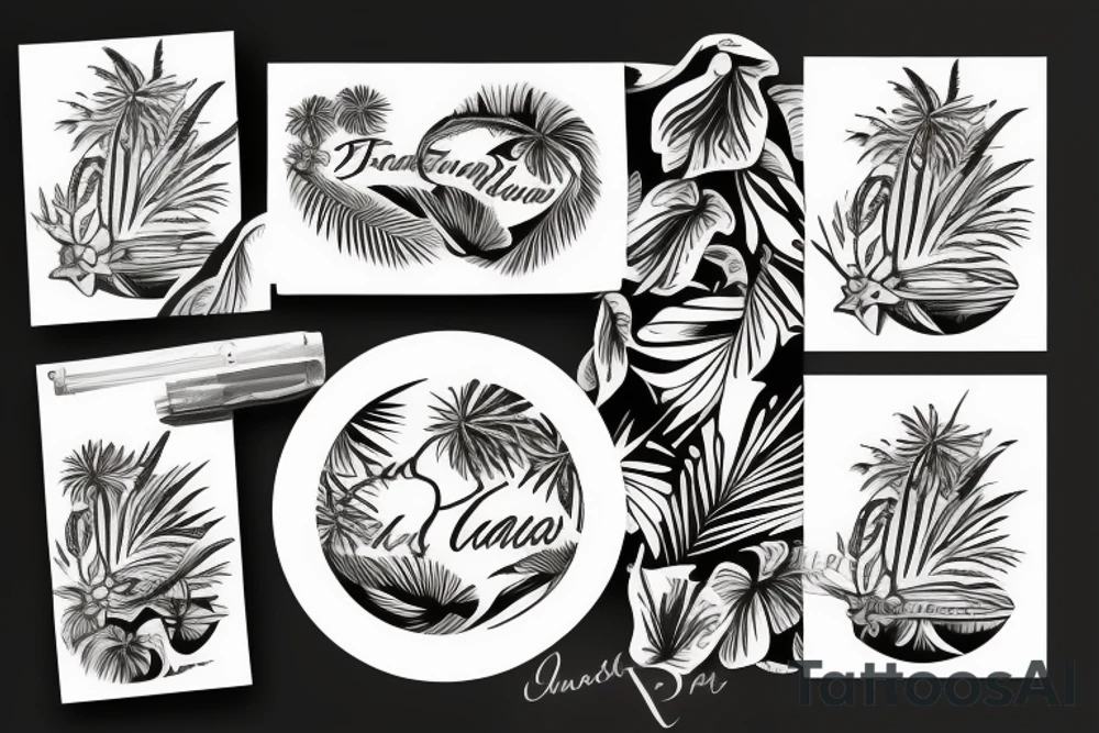 tropical island tattoo idea