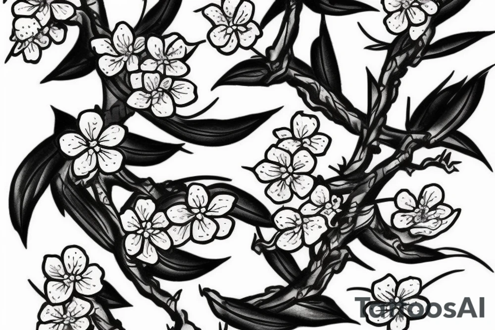 Japanese imagery with cherry blossom pedals tattoo idea