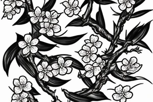 Japanese imagery with cherry blossom pedals tattoo idea