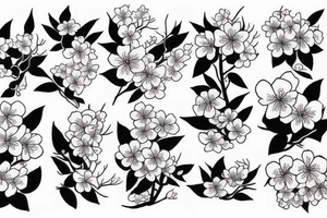 Japanese imagery with cherry blossom pedals tattoo idea